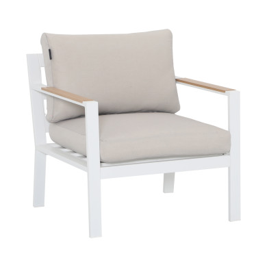 Salon de jardin design en aluminium 5 Places - blanc beige
