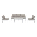 Salon de jardin design en aluminium 5 Places - blanc beige