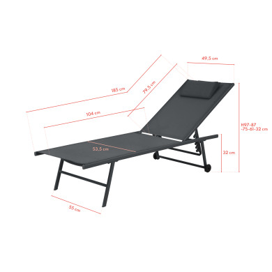 Lot de 2 transats inclinables et empilables - Anthracite