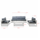 Salon de jardin aluminium 5 Places couleur blanc gris