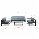 Salon de jardin aluminium et polywood 5 Places couleur gris