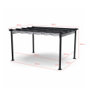 Tonnelle/Pergola en aluminium 3x4m toile coulissante rétractable - Gris
