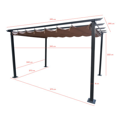 Tonnelle/Pergola en aluminium 3x4m toile coulissante rétractable - anthracite taupe