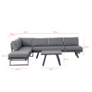 Salon de jardin fonctionnel modulable en aluminium design - Gris Anthracite