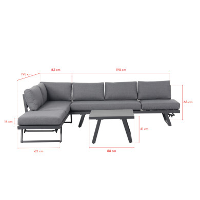 Salon de jardin fonctionnel modulable en aluminium design - Gris Anthracite