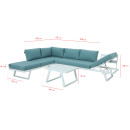 Salon de jardin fonctionnel modulable en aluminium design - blanc vert