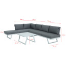 Salon de jardin fonctionnel modulable en aluminium design - blanc gris