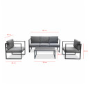 Salon de jardin design aluminium 5 Places Gris