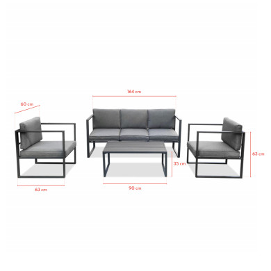 Salon de jardin design aluminium 5 Places Gris