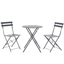 Table et chaises pliantes bistrot balcon terrasse - 2 places - Anthracite