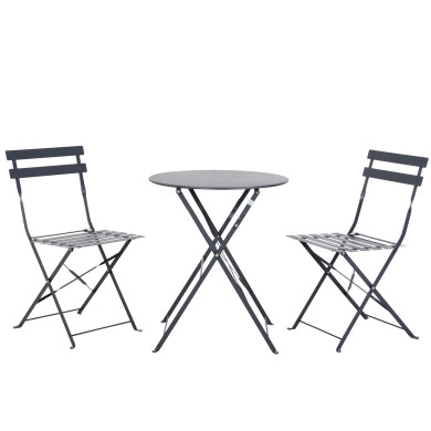 Table et chaises pliantes bistrot balcon terrasse - 2 places - Anthracite