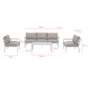 Salon de jardin design en aluminium 5 Places - blanc beige