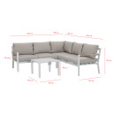 Salon de jardin d'angle design en aluminium 5 places - blanc beige