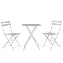 Table et chaises pliantes bistrot balcon terrasse- 2 places - Blanc