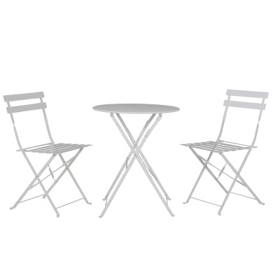 Table et chaises pliantes bistrot balcon terrasse- 2 places - Blanc