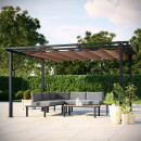 Tonnelle/Pergola en aluminium 3x4m toile coulissante rétractable - anthracite taupe