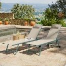Lot de 2 transats inclinables et empilables - Vert Beige