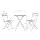 Table et chaises pliantes bistrot balcon terrasse- 2 places - Blanc