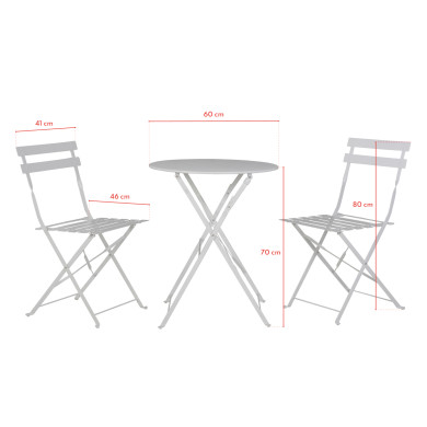 Table et chaises pliantes bistrot balcon terrasse- 2 places - Blanc