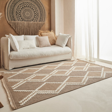Tapis extérieur - 120x170cm - multicolore - 100% polypropylène résistant aux UV - 1400gr/m²