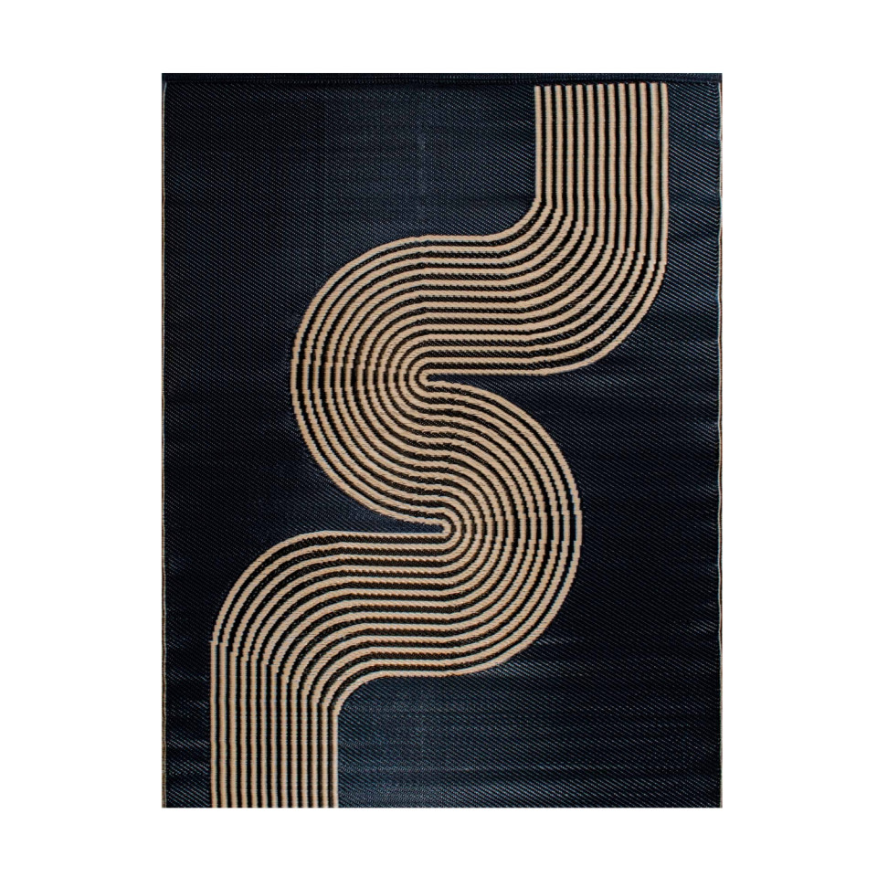 Tapis extérieur - 120x160cm - noir - 100% polypropylène résistant aux UV - 400gr/m²
