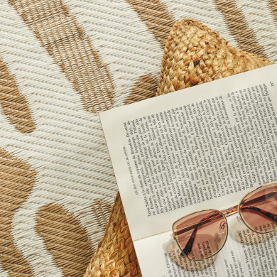 Tapis extérieur - 120x160cm - beige - 100% polypropylène résistant aux UV - 400gr/m²
