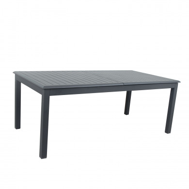 Table de jardin extensible aluminium 220/320cm  + 10 Fauteuils empilables textilène Gris Anthracite - ANDRA XL