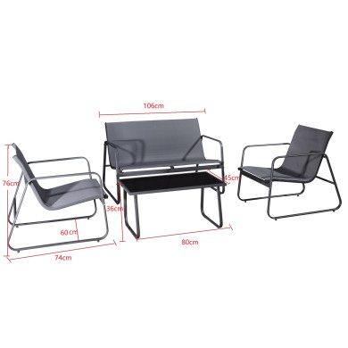 Salon de jardin 4 places - Avril Paris dimensions