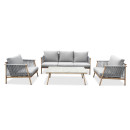 Salon de jardin design en aluminium et cordes 5 places - Naturel et Gris - Nice