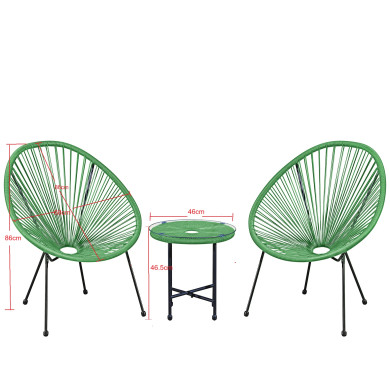 Lot de 2 Fauteuils de Jardin en cordage résine Vert - Naya - Avril Paris - dimensions