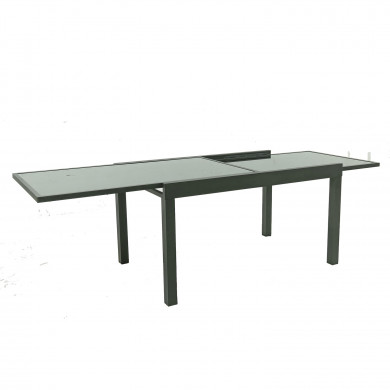 Table de jardin extensible aluminium 140/280cm  + 8 fauteuils  empilables textilène Noir - FARO