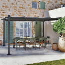 Tonnelle/Pergola aluminium 3x4m toile coulissante rétractable - Gris