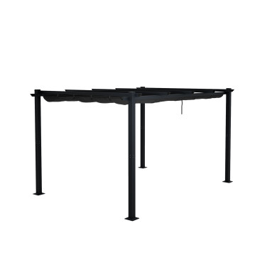 Tonnelle/Pergola aluminium 3x4m toile coulissante rétractable - Gris