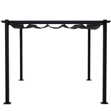 Tonnelle/Pergola aluminium 3x4m toile coulissante rétractable - Gris