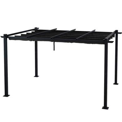 Tonnelle/Pergola aluminium 3x4m toile coulissante rétractable - Gris