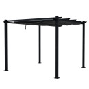 Tonnelle/Pergola aluminium 3x3m toile coulissante rétractable - Gris