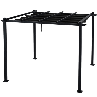 Tonnelle/Pergola aluminium 3x3m toile coulissante rétractable - Gris