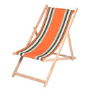 Lot de 2 chiliennes pliantes règlables - 100% acrylique - bois hêtre - Orange/Bleu