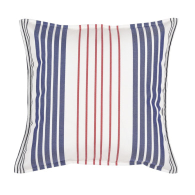 Petit coussin carré 40 x 40 cm - 100% Coton - Bleu/Blanc