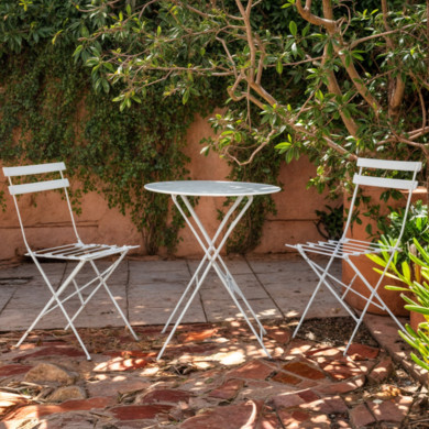 Table et chaises pliantes bistrot balcon terrasse- 2 places - Blanc