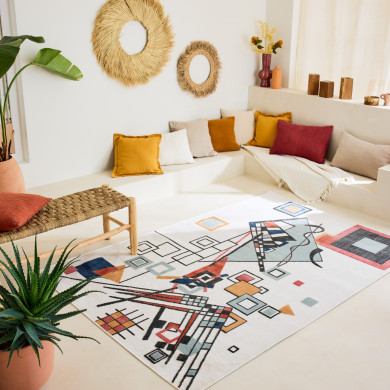 Tapis d'extérieur - 266x380cm - Blanc - Réversible - 100% polypropylène - 1350gr / m²