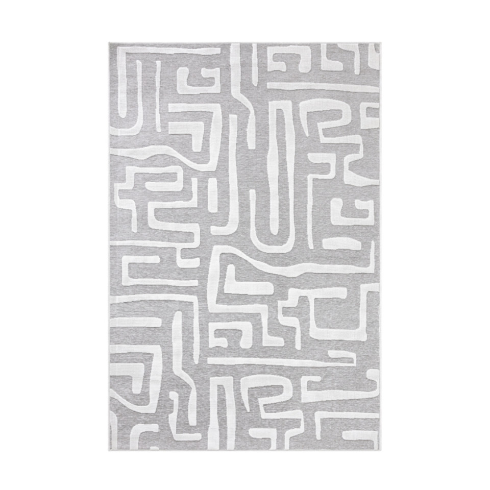 Tapis d'extérieur - 190x290cm - Gris - Réversible - 100% polypropylène - 1350gr / m²