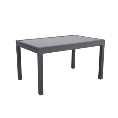 Table de jardin extensible aluminium 135/270cm + 10 Fauteuils empilables textilène Gris Anthracite
