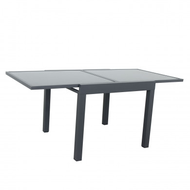 Table de jardin extensible aluminium 90/180cm  + 4 Chaises pliables textilène gris - BORA 4